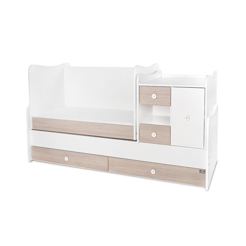 BED MINI MAX NEW WHITE/LIGHT OAK ΚΡΕΒΑΤΙ ΠΟΛΥΜΟΡΦΙΚΟ 60x120