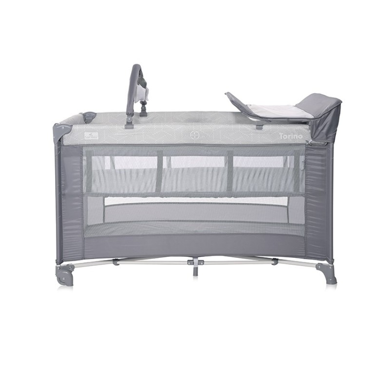 BABY COT TORINO 2LAYERS PLUS GREY STRIPED ELEMENTS