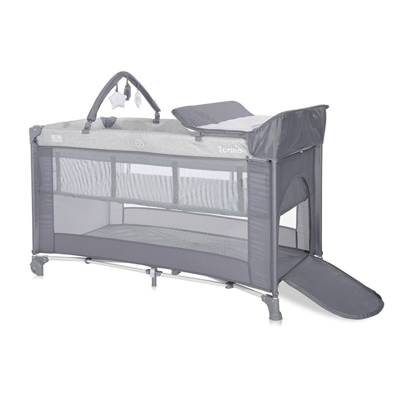 BABY COT TORINO 2LAYERS PLUS GREY STRIPED ELEMENTS
