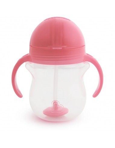 Munchkin Παιδικό ποτήρι με καλαμάκι Tip & Sip Ροζ 207ml