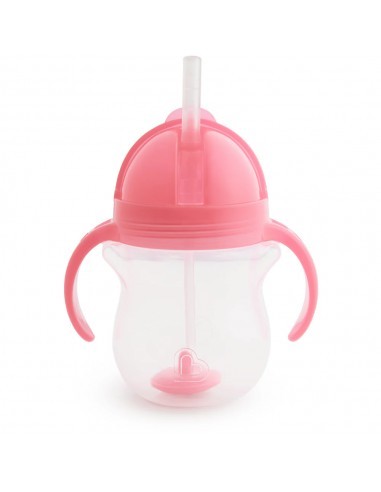 Munchkin Παιδικό ποτήρι με καλαμάκι Tip & Sip Ροζ 207ml