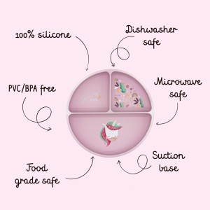 UNICORN πιάτο σιλικόνης LFGB με χωρίσματα Baby led weaning