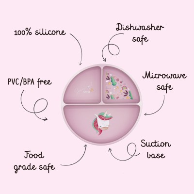 UNICORN πιάτο σιλικόνης LFGB με χωρίσματα Baby led weaning