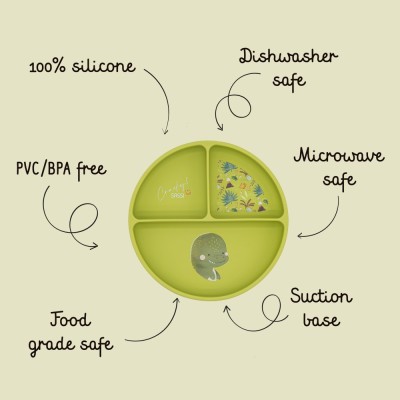 DINOSAUR πιάτο σιλικόνης LFGB με χωρίσματα Baby led weaning