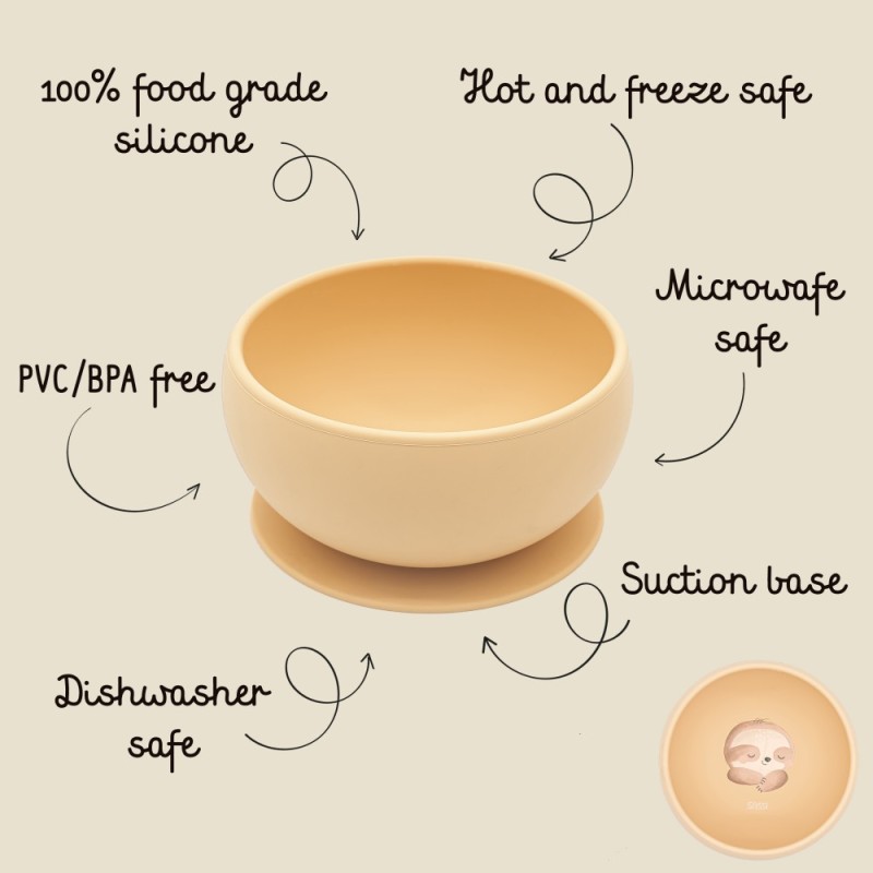 SLOTH μπολ σιλικόνης LFGB με αντιολισθητική βεντούζα SLOTH μπολ σιλικόνης LFGB με αντιολισθητική βεντούζα