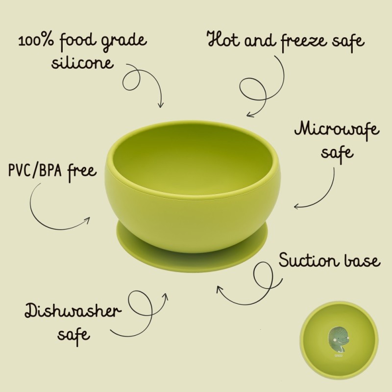 DINOSAUR μπολ σιλικόνης LFGB με αντιολισθητική βεντούζα