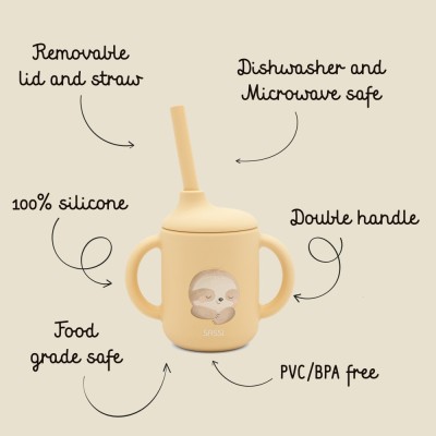 SLOTH κύπελλο σιλικόνης LFGB με καλαμάκι