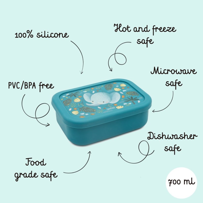 ELEPHANT δοχείο φαγητού σιλικόνης LFGB με χωρίσματα 650ml