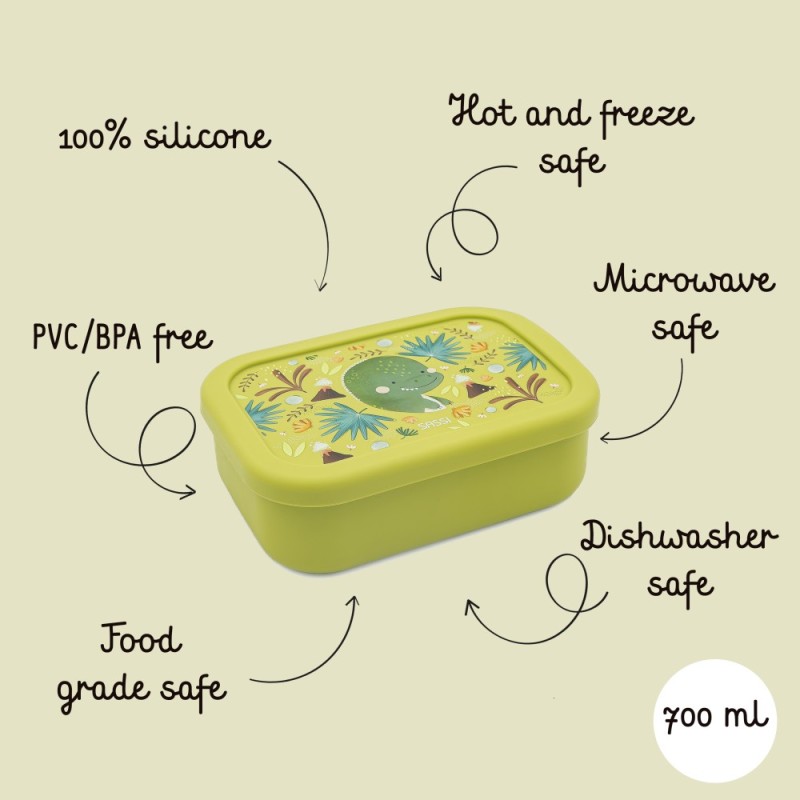 DINOSAUR δοχείο φαγητού σιλικόνης LFGB με χωρίσματα 650ml
