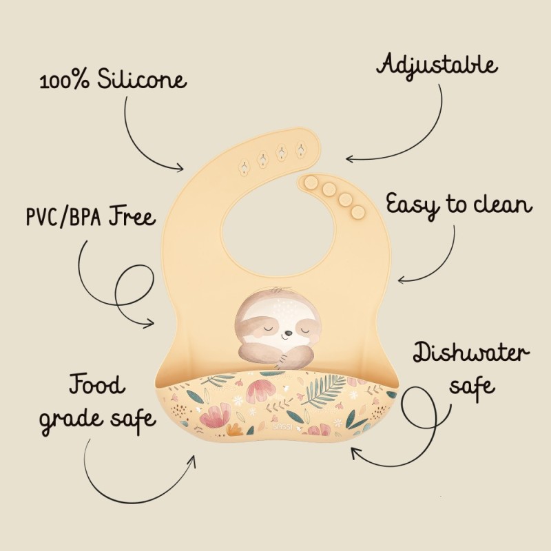 SLOTH σαλιάρα σιλικόνης LFGB SLOTH σαλιάρα σιλικόνης LFGB