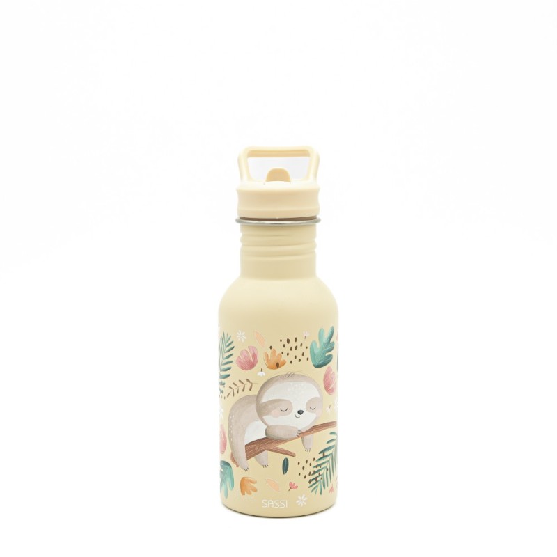 SLOTH ανοξείδωτο μπουκάλι με καλαμάκι 500ml