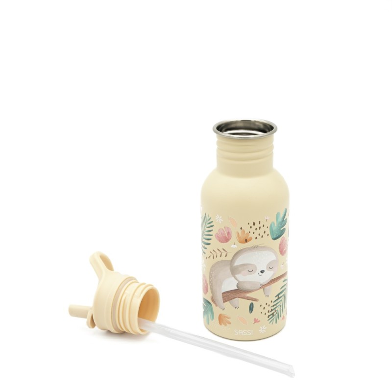 SLOTH ανοξείδωτο μπουκάλι με καλαμάκι 500ml