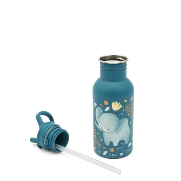 Sassi ανοξείδωτο μπουκάλι με καλαμάκι 500ml   chewy the  elephant