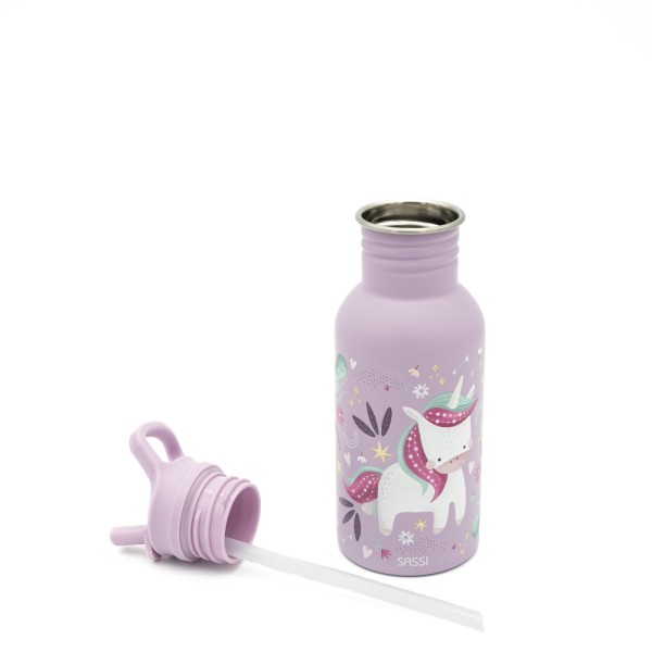 Sassi ανοξείδωτο μπουκάλι με καλαμάκι 500ml   Sparky the unicorn