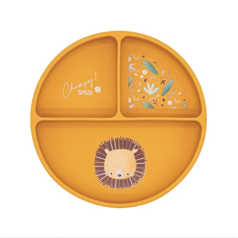 Sassi πιάτο σιλικόνης LFGB με χωρίσματα Baby led weaning  Chompy The Lion