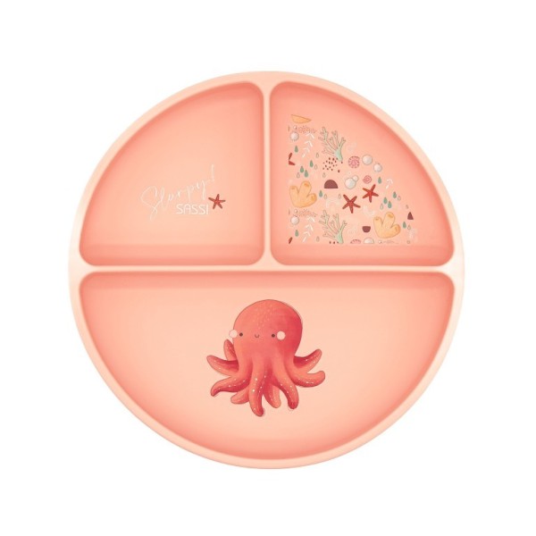 Sassi πιάτο σιλικόνης LFGB με χωρίσματα Baby led weaning Slurpy The Octopus