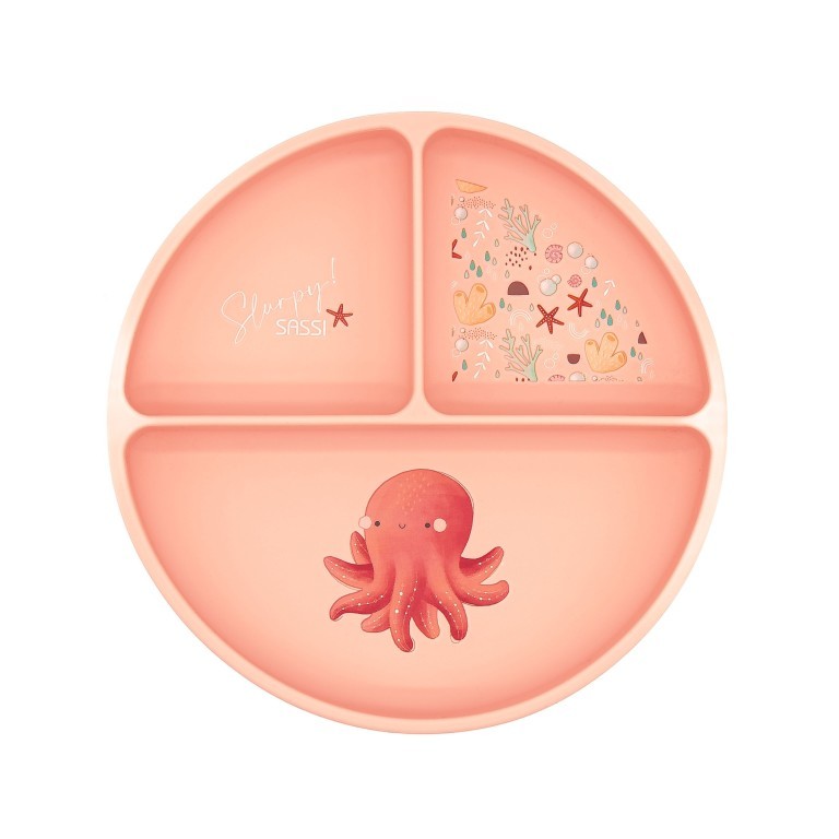 Sassi πιάτο σιλικόνης LFGB με χωρίσματα Baby led weaning Slurpy The Octopus Sassi πιάτο σιλικόνης LFGB με χωρίσματα Baby led weaning Slurpy The Octopus