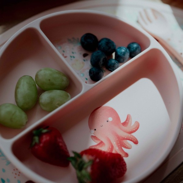 Sassi πιάτο σιλικόνης LFGB με χωρίσματα Baby led weaning Slurpy The Octopus