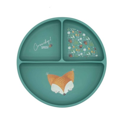 Sassi πιάτο σιλικόνης LFGB με χωρίσματα Baby led weaning  Crunchy the fox