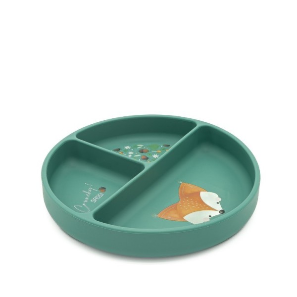 Sassi πιάτο σιλικόνης LFGB με χωρίσματα Baby led weaning  Crunchy the fox