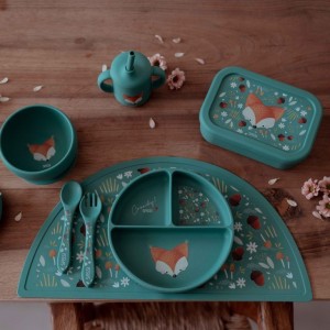 Sassi πιάτο σιλικόνης LFGB με χωρίσματα Baby led weaning  Crunchy the fox