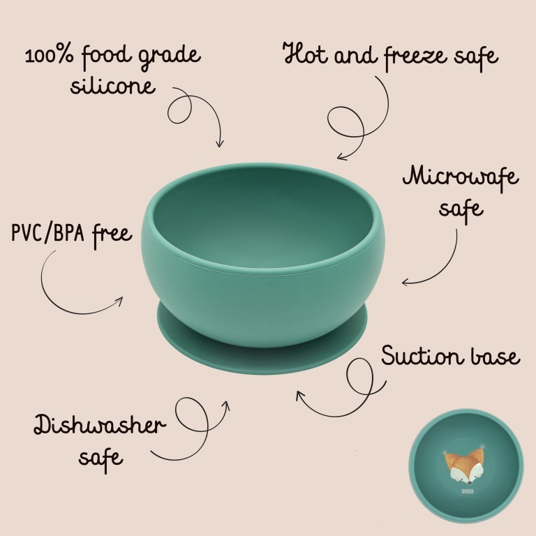 Sassi μπολ σιλικόνης LFGB με αντιολισθητική βεντούζα Crunchy the fox