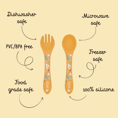 Sassi σετ κουτάλι & πηρούνι σιλικόνης LFGB Chompy the lion