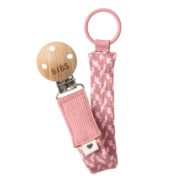 ΚΛΙΠ ΠΙΠΙΛΑΣ BIBS PACI BRAID DUSTY PINK/BABY PINK