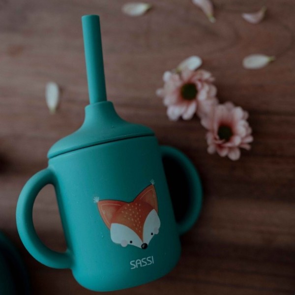 Sassi κύπελλο σιλικόνης LFGB με καλαμάκι Crunchy th fox