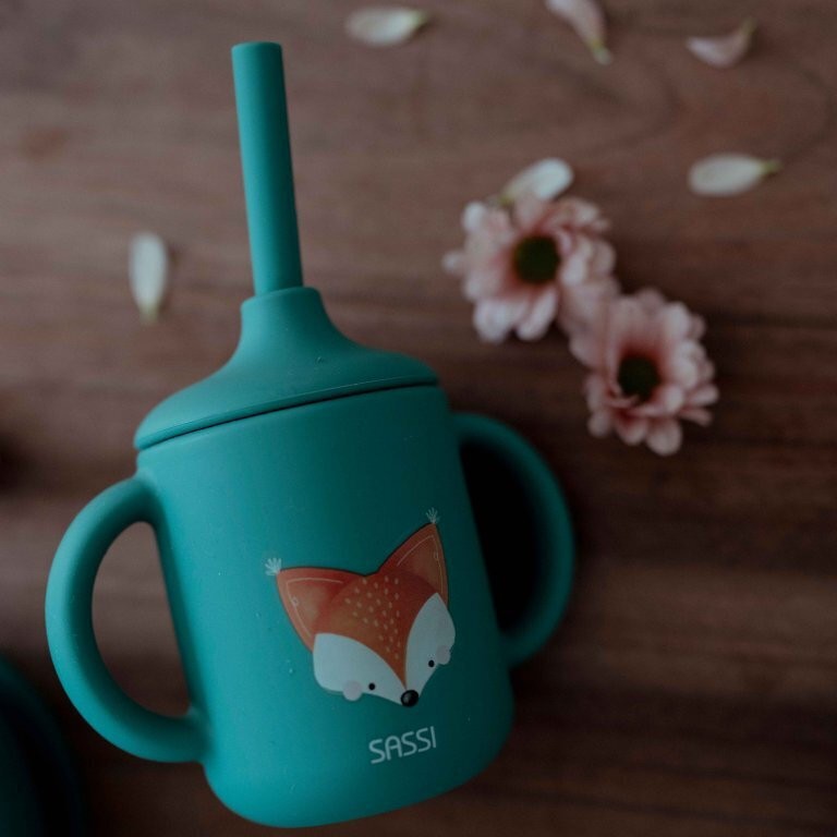 Sassi κύπελλο σιλικόνης LFGB με καλαμάκι Crunchy th fox