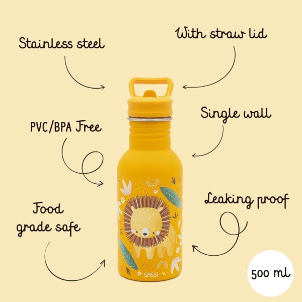 Ανοξείδωτο μπουκάλι με καλαμάκι 500ml LION