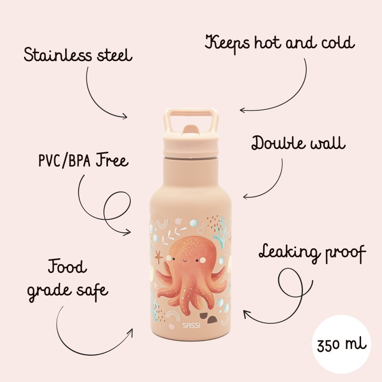Sassi ανοξείδωτο μπουκάλι θερμός με καλαμάκι 350ml  OCTOPUS