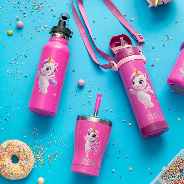 Θερμός μπουκάλι ανοξείδωτο "We Care", Pink Unicorn 500ml