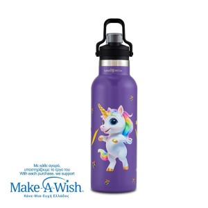 Θερμός μπουκάλι ανοξείδωτο "We Care", Purple Unicorn 500ml