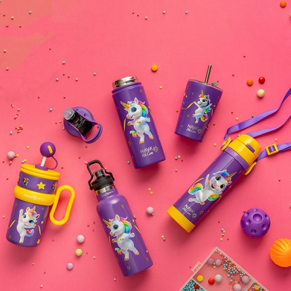 Θερμός μπουκάλι ανοξείδωτο "We Care", Purple Unicorn 500ml