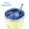 Θερμός ποτήρι με ανοξείδωτο καλαμάκι "We Care", Cream Floral 400ml