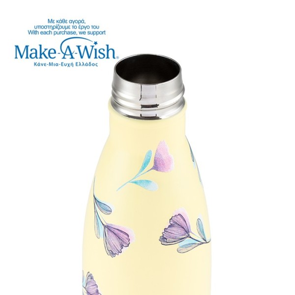 Θερμός μπουκάλι ανοξείδωτο με bamboo "We Care", Cream Floral 500ml Θερμός μπουκάλι ανοξείδωτο με bamboo "We Care", Cream Floral 500ml