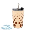 Θερμός ποτήρι με ανοξείδωτο καλαμάκι "We Care", Brown Dots 350ml Θερμός ποτήρι με ανοξείδωτο καλαμάκι "We Care", Brown Dots 350ml
