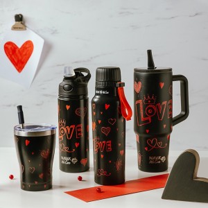 Θερμός μπουκάλι ανοξείδωτο με καλαμάκι "We Care", Love 500ml