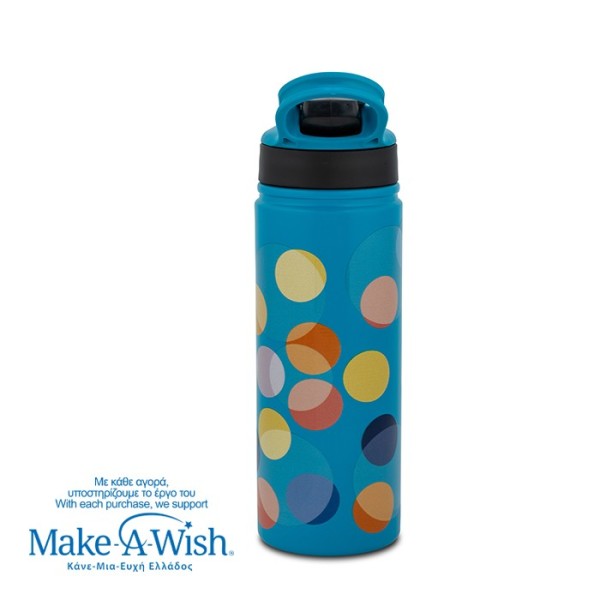 Θερμός μπουκάλι ανοξείδωτο με καλαμάκι "We Care", Color Dots 500ml