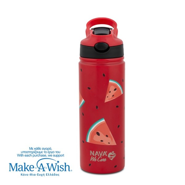 Θερμός μπουκάλι ανοξείδωτο με καλαμάκι "We Care", Watermelon 500ml