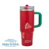 Θερμός tumbler ανοξείδωτο με καλαμάκι "We Care", Watermelon 900ml
