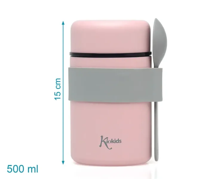 KIOKIDS ΘΕΡΜΟΔΟΧΕΙΟ ΦΑΓΗΤΟΥ 500ml ΡΟΖ ΜΕ ΚΟΥΤΑΛΑΚΙ