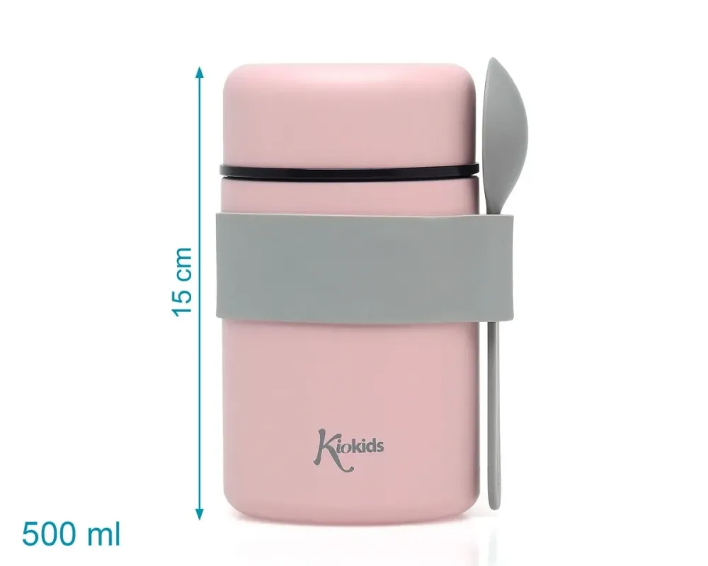 KIOKIDS ΘΕΡΜΟΔΟΧΕΙΟ ΦΑΓΗΤΟΥ 500ml ΡΟΖ ΜΕ ΚΟΥΤΑΛΑΚΙ