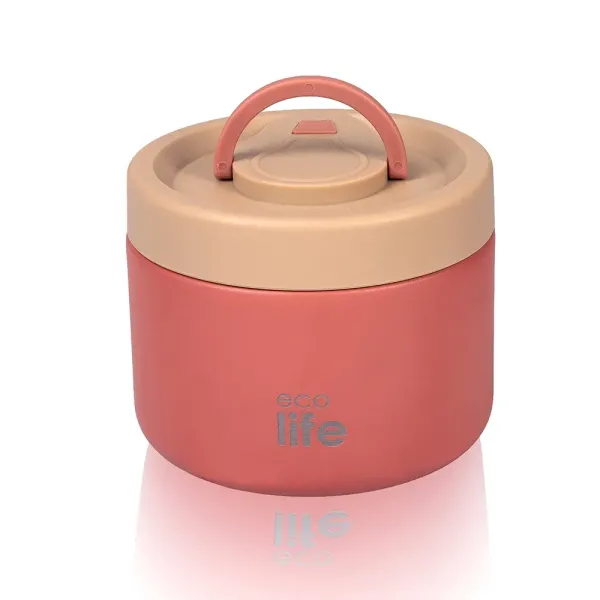 Στρογγυλό Θερμός Φαγητού 650ml | Κοραλλί - ECOLIFE