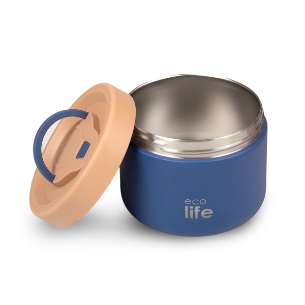Στρογγυλό Θερμός Φαγητού 650ml μπλε - ECOLIFE