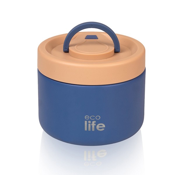 Στρογγυλό Θερμός Φαγητού 650ml μπλε - ECOLIFE