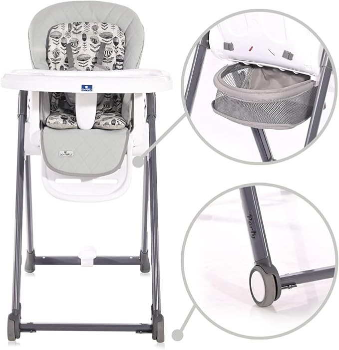 HIGH CHAIR PARTY COOL GREY LEATHER ΚΑΡΕΚΛΑ ΦΑΓΗΤΟΥ