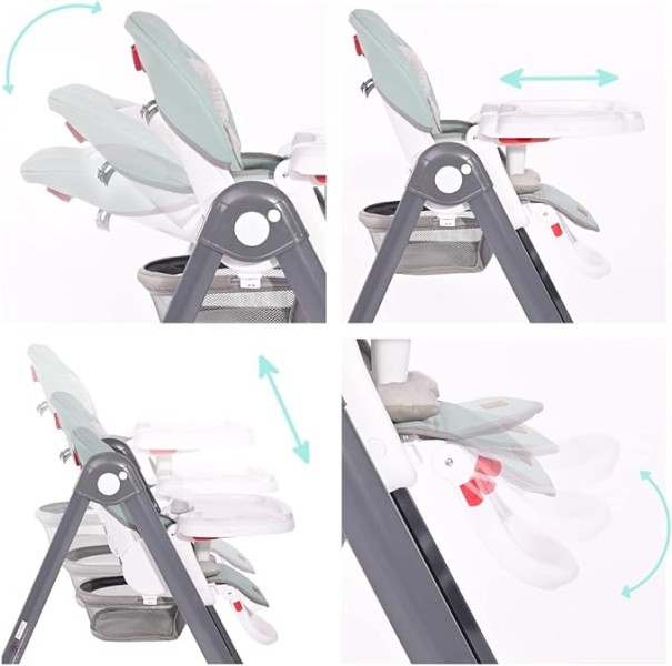 HIGH CHAIR PARTY COOL GREY LEATHER ΚΑΡΕΚΛΑ ΦΑΓΗΤΟΥ