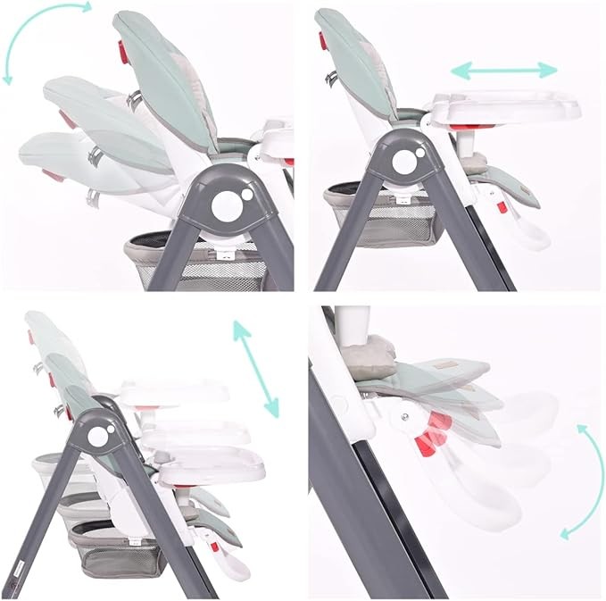 HIGH CHAIR PARTY COOL GREY LEATHER ΚΑΡΕΚΛΑ ΦΑΓΗΤΟΥ